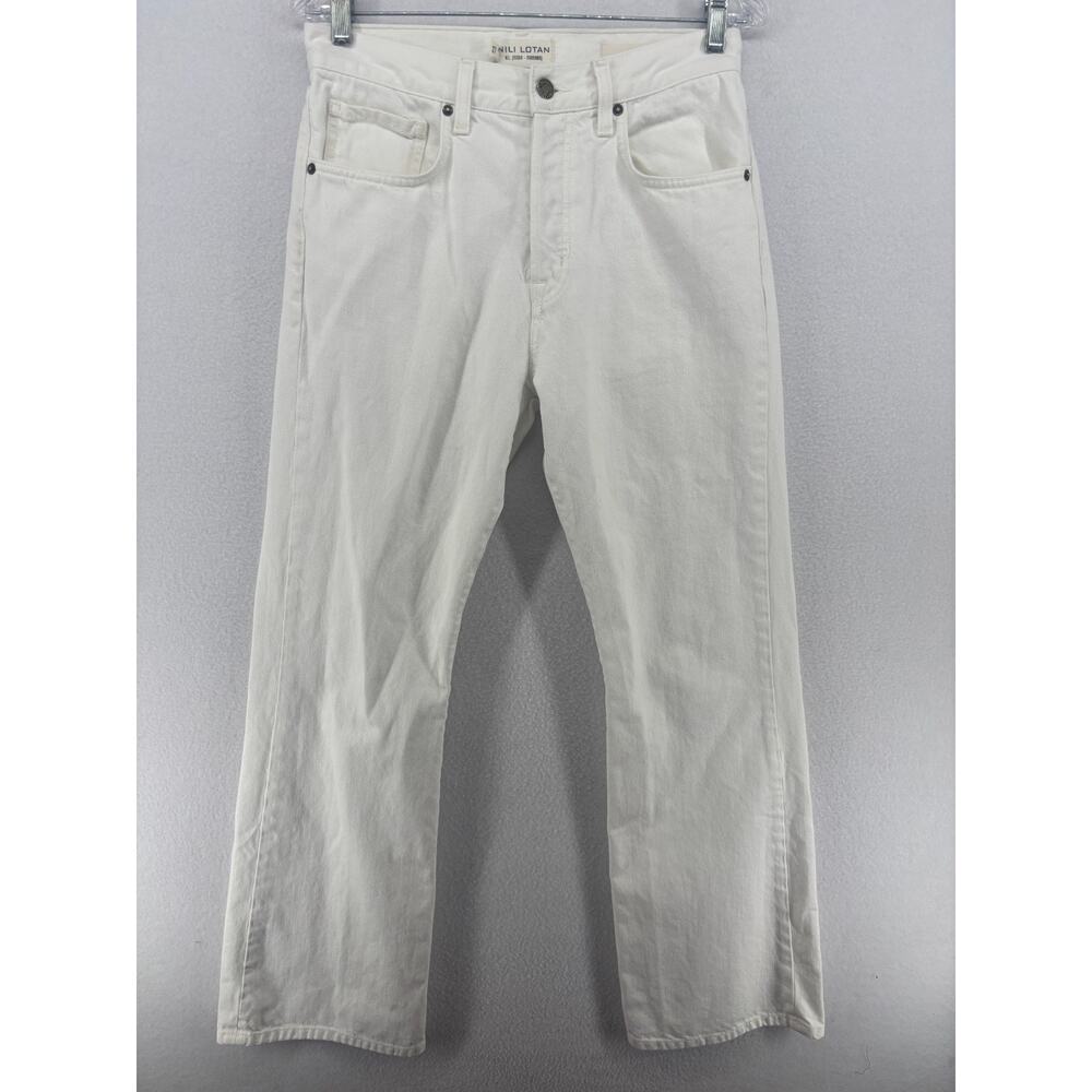 NILI LOTAN Jeans Womens 27 Juliet Bootcut Twill Cotton Cream Wash Off White USA